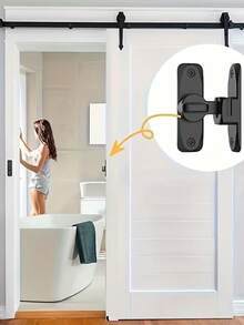 1pc Heavy Duty Security Door Lock Handle | Anti-Pry, Adjustable 90°/180° Sliding Latch | Commercial/Residential Grade Bolt Lock With Screws, Manual, Reinforced Durable Structure Suitable For Bathroom, Home - Multicolor - View 4