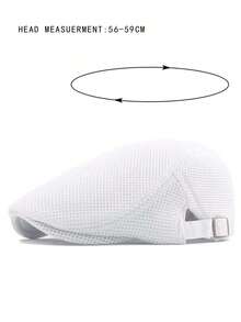 Men's Solid Color Mesh Newsboy Cap, For Daily Wear - 黑色 - 查看 4