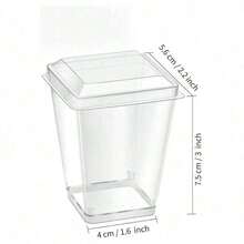 10 piezas Recipientes cuadrados minimalistas de 5 onzas con tapas, tazas de postre reutilizables para helado, pudín de frutas, dulces - transparente - Ver 5