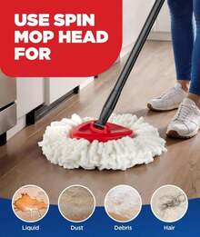 4-In-1 Mop Heads Replacements For O Cedar EasyWring 1 Tank System, Includes 1 Base | 1 Scrub Brush Head | 2 Spin Mop Heads, Full Set Mop Replace Heads For Cleaning Home, Bathroom &Amp; Kitchen - Màu A - Xem 4