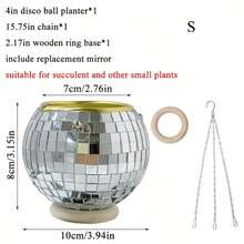 1 Chậu cây treo hình quả cầu disco, giỏ treo tròn phong cách Boho bằng kính tráng gương dành cho cây mọng nước và xương rồng, trang trí nội thất sành điệu cho nhà cửa, văn phòng, tiệc tùng, đám cưới, món quà Ngày của Mẹ độc đáo và hài hước dành cho người yêu cây cảnh, nhiều kích cỡ khác nhau. - Chậu hoa hình cầu có bề mặt bóng như gương - Xem 13