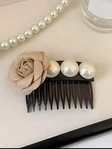 1个时尚珍珠花朵发梳，甜美清新防滑发夹，适合春夏丸子头、侧刘海等造型 - 彩色 - 查看 11