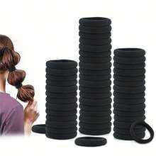 50 Lazos elásticos para el cabello de mujer, negros, de moda y sencillos, de 4 cm de alto - Multicolor - Ver 4