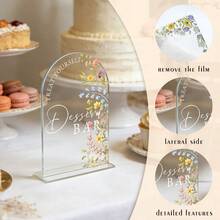 1pc Modern Calligraphy Acrylic Wedding Sign, Wild Flower Arch Desktop Decor With "Cards & Gifts" Info, Thank You Card, Suitable For Reception, Party, Event - Durable Transparent Display, No Power Needed, Easy To Clean, Modern Home & Wedding Decor, 2D - Decorative Plaque - View 9