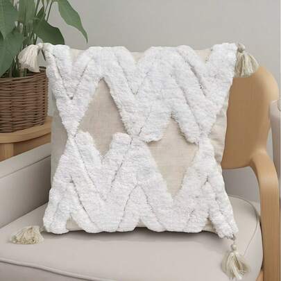 1 chiếc vỏ gối trang trí phong cách Bohemian thêu họa tiết hình học 3D, thích hợp trang trí phòng khách, phòng ngủ và nhiều không gian khác.