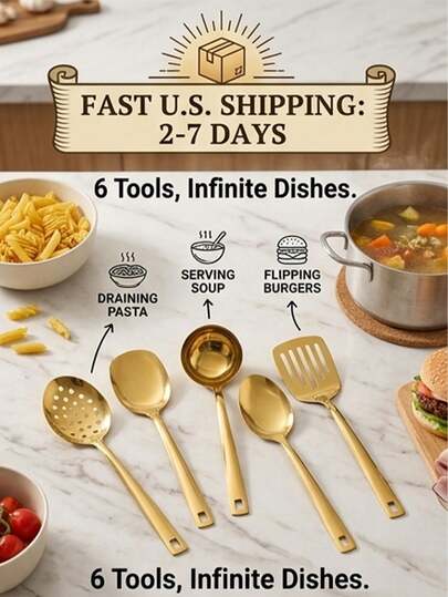 [Delivery Within 2-7 Days In The United States] Heat-Resistant  Soup Ladle And Slotted Storage Rack And Mirror Polished Stainless Steel Finish  Premium  Kitchen Utensil Set  For Home Chefs, Culinary Enthusiasts, And Modern Housewives  Elegant Cooking Tools For Kitchen Countertop, Family Dinners, And Holiday Parties  Utensil Organizer  Kitchen Tools & Gadgets .Anti-Scald  Skimmer Spoon Set  Featuring Ergonomic Long Handles And Heavy-Duty Rust-Proof Construction For Daily Cooking  Professional  Cookingware Set  For Gourmet Cooks, Apartment Dwellers, And New Homeowners  Sleek  Soup Server  For Dining Room, Buffet Station, And Restaurant Use  Serving Spoon  Dining & Entertaining Essentials .