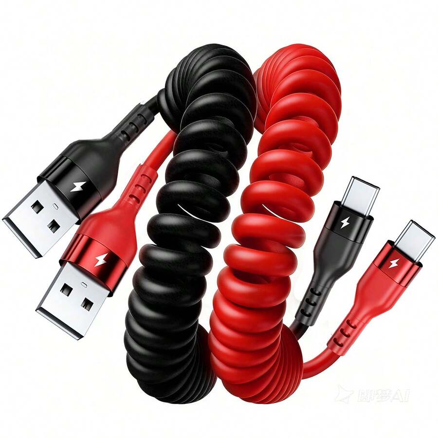 66W 5A USB Type-C 快充数据线，兼容三星 S24 S23 S21、13 等安卓手机，车载充电器 USB 数据线 USB C 充电线 - 彩色 - 查看 1