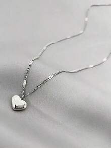 1pc Fashionable Stainless Steel Heart Charm Necklace For Women For Daily Decoration - Yellow Gold - View 4