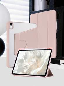 Ốp lưng máy tính bảng gấp ba 360° bằng acrylic màu hồng, tương thích với iPad Mini 6/Mini 7/Air/Air 2/9.7/10.2/10.5/Air 4/Air 5/10.9/Pro 11"/Air 11"(M2) 2024/Thế hệ thứ 10/12.9"/ Air 13"(M3 2025)/ Air 11-Inch (M3) 2025/ (A16) 11 Inch Thế hệ thứ 11 2025, mặt lưng acrylic chống trầy xước, chống cong vênh, khe cắm bút cảm ứng tích hợp, chân đế xoay 360°, tự động ngủ/thức, ốp lưng máy tính bảng gấp ba kiểu tối giản/cổ điển/doanh nhân. - Hồng - Xem 7