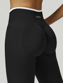 Yefecy 女士户外运动紧身裤，高腰瑜伽健身跑步提臀塑形裤，带口袋运动紧身裤 - 黑色 - 查看 8