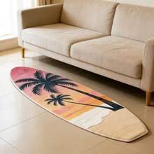 1pc Beach Coconut Tree & Surfboard Shaped Doormat, Decorative Carpet, Bedroom Decor, Small Rug, Carpet, Home Decor, Living Room Carpet, Small Living Room Rug, Bedroom Rug, Living Room Home Decor, Outdoor Rug, Washable Carpet - Multicolor - View 3