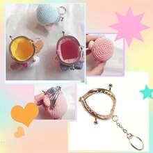 Mini Cierre de Beso con Broche, Herraje Metálico Curvo con Relieve Plateado Vintage. Viene con Anillo para Llaves y Cadena Decorativa, Se Puede Coser, Hebilla Especial para Bolsos Hechos a Mano. Adecuado para Monederos de Ganchillo, Mini Bolsos Hechos a Mano, Diversas Manualidades y Proyectos de Costura. - Multicolor - Ver 3