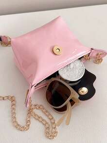 Minimalist Stylish Versatile PU Shoulder Crossbody Small Bag, Niche Lightweight Mini Phone Bag Handbag - Pink - View 7