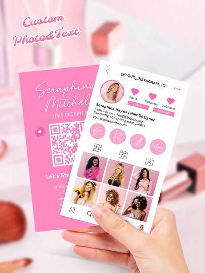 Personalized Beauty Salon, Hair Salon And Nail Art Business Cards, Customized Double-Sided Printing Business Membership Cards, 300gsm Coated Paper, DIY Business Cards, Beauty Business Cards, Makeup Artist Business Cards, Hair Salon Business Cards, Eyelash Business Cards, Nail Artist Business Cards, Influencer Business Cards, Fashionable, Colorful, Cute, Simple, Kawaii, Unique Personalized Custom Gifts