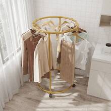 1pc Heavy Duty Metal Rolling Garment Rack, With Round Load Capacity, Super Strong Load Bearing, 16mm Tube Diameter, Space Saving, Sturdy Metal Floor Standing Multi-Rod Clothes Rack, Suitable For Bedroom, Dorm And Balcony;Freestanding Rotating Clothes Rack, Portable Clothes Rack, Independent Clothes Rack, Retail Clothing Display Rack, Laundry Room Storage Rack, Home Decor, Room Decor, Wardrobe Storage Rack, Holiday Gift - Black - View 5