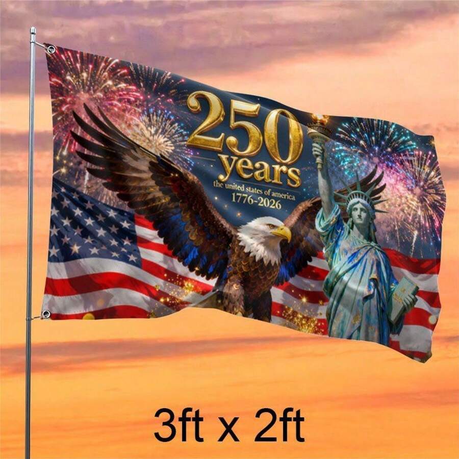 United States Of America 250 Years Flag 1776-2026 Eagle Patriotic Banner, Stars And Stripes Outdoor Flag For Yard Garden Porch, Independence Day Decor Gift - F - 查看 1