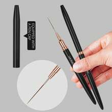 5支黑色金属手柄美甲勾线笔，带可识别标签 - 黑色 - 查看 5