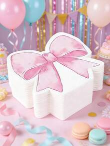 20张粉色蝴蝶结餐巾纸，粉色蝴蝶结主题一次性纸巾，粉色蝴蝶结生日装饰餐具餐巾纸，可爱蝴蝶结餐具，茶会婚礼派对装饰，婴儿派对装饰，家居装饰，桌面装饰，粉色蝴蝶结餐巾纸，派对用品，婚礼用品，新娘送礼会和生日派对 - 粉紅色蝴蝶結 - 查看 3