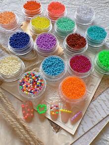 1 Bottle Mini Fluorescent Beads, Colorful Micro Beads Nail Art Accessories, Minimalist Versatile All-Match Decor Nails - Multicolor - View 4