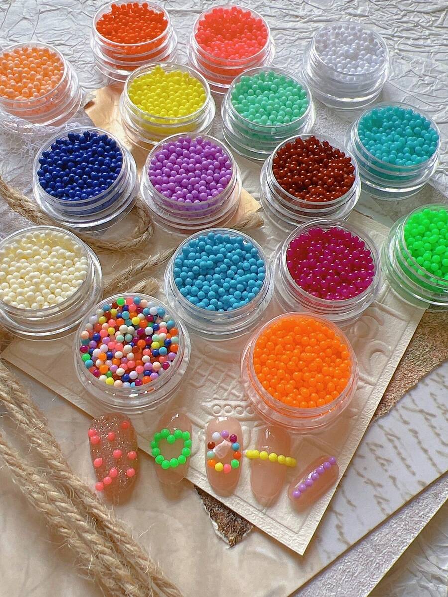 1 chai hạt vi hạt màu huỳnh quang mini trang trí nail art, phụ kiện đơn giản đa năng dễ phối đồ - Nhiều màu - Xem 1