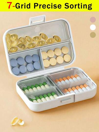 Travel Pill Box, Portable Daily Pill Case, Compact Weekly Travel Pill Box, Portable Pocket Pill Box, Vitamin Fish Oil Divided Pill Box, Can Hold Vitamins, Cod Liver Oil, Travel Essential, Back To School