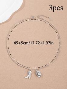 1 pieza Collar minimalista de moda para adolescentes, colgante clásico de sombrero y bota de vaquero de acero inoxidable, adecuado para uso diario y como regalo para amigos (Nota: Debido a la iluminación y el ángulo de disparo, puede haber una ligera diferencia de color entre el producto real y la imagen, y una variación menor en la apariencia del colgante del sombrero y la bota de vaquero entre lotes) - Multicolor - Ver 7