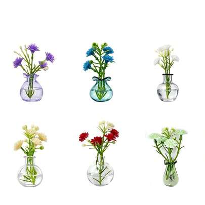 10pcs Mini Vase Magnets For Fridge, 10pack Cute Tiny Magnetic Glass Vases Refrigerator Accessories, Real Flowers Pot Magnet, Funny Aesthetic Plant Pot Locker Office Kitchen Decoration, Small Magnet Bud