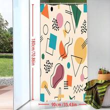 1pc Geometric Line Art Spring Style Shower Curtain, Modern Painting-Like Design, Unique Home Gift, Gift For Friends, Machine Washable, All-Season Use, Bathroom Decor - Multicolor - View 4