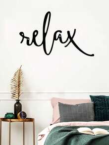 1pc Black Metal "Relax" Wall Decor Inspired By Art Deco - Modern Bathroom Decor Sign - Hanging Bathroom Decoration - Wall Mounted Iron Sculpture, Home Decor Accent, Room Decoration, Wall Art Gift, Birthday & Graduation - Nhiều màu - Xem 2