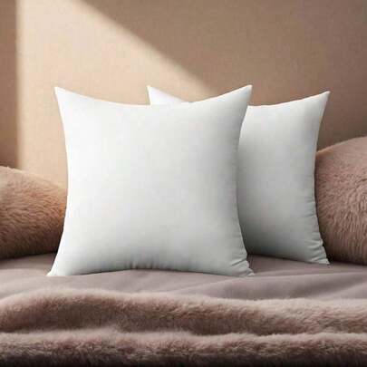 2pcs White Square Throw Pillow Inserts - Premium Decorative Sofa Pillows, Soft Polyester Fiber, Velvet Texture, Suitable For Bed And Sofa, Adding Comfort And Modern Style, Decorative Cushion - Bedding, Home Decor, Dorm Sleep Protection, Student Bed Velvet Cushion, Luxury Sofa Accessory, Spring Room Refresh, Decorative Pillow, Living Room Accent, Sofa Cushion, Home Styling, Modern Decor, Sofa Accessory, Guest Room Pillow, Velvet Filled Insert, Daily Use, Residential, Hotel, Cafe