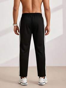 Driftmere 2026 Nuevos pantalones rectos y sueltos con cordón para hombres, casuales, deportivos, para correr, fitness, moda, uso al aire diario - Negro - Ver 2