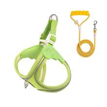 2件套小型犬软网胸背带及牵引绳套装,防逃脱训练背心,带反光条,可调节,适合小型、中型犬和猫 - 彩色 - 查看 24