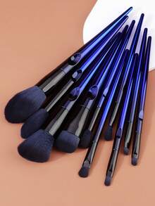 10支装软毛化妆刷，合成纤维，蓝色女巫化妆工具，眼部面部美容化妆刷套装，适合化妆初学者 - 藍色 - 查看 3