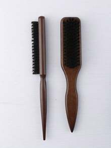木柄鬃毛刷，适合居家旅行使用，可用于头发护理、胡须打理和化妆。 - 彩色 - 查看 3