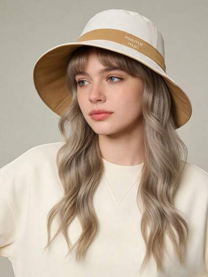 1 chiếc mũ tai bèo bằng polyester dành cho nữ, kiểu dáng thường ngày và khi hoạt động ngoài trời.