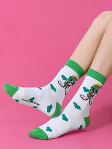 Noctvar OBM Sleepwear X LOONEY TUNES 1双火星人和马文卡通船袜，可爱新颖透气吸湿休闲袜，男女皆宜，夏季趣味袜子，适合学生、成人、作为礼物和日常穿着 - 彩色 - 查看 4