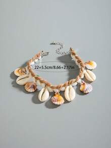 imoli 1pc Bohemian Style Polyester Braided Rope Acrylic Scallop Anklet, Suitable For Women Beach Holiday Jewelry - 29382-ank-colour - View 7