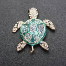 Rhinestone Turtle Brooch Colorful Enamel Sea Turtle Pins With Crystal Accents Beachy Statement Jewelry - S2 - 查看 1