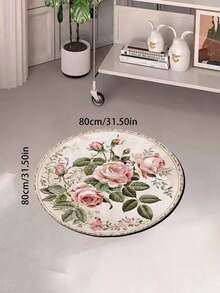1pc Rose Pattern Round Carpet, Bedroom & Dining Room Rug - Fashionable Home Decor, Mother's Day Gift, Wedding Gift, Easter Gift, Suitable For Bedroom, Living Room, Dorm, Suitable For Living Room, Bedroom, Kitchen, Entryway, Outdoor Patio, Indoor Outdoor Commercial Entrance Mat, Home Decor, Decorative Rug, Bedroom Decor, Small Rug, Carpet, Home Decor, Living Room Rug, Living Room Small Rug, Bedroom Rug - Multicolor - View 17