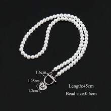 1pc Minimalist Silver Hollow Heart Letter Charm Chain Necklace For Women - Silver - View 2