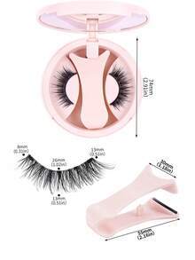 4对磁性假睫毛套装，包含2个磁性夹子，混合款式，无需胶水，夜间无需卸除，持久耐用，自然逼真，可重复使用，7-13毫米仿貂毛假睫毛，适合日常佩戴，防水，卡通风格，外眼角加长设计，放大双眼，纤长纤细，是旅行、海滩、露营的理想之选，也是母亲节的最佳礼物，粉色套装 - 眼尾拉長款 - 查看 6