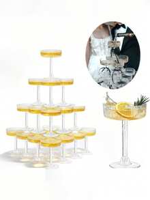 Creative Champagne Tower Plastic Cup, Can Hold Wine, Cocktail, Beer, Beverage, Dessert. Elegant Artistic Champagne Glass Decor For Wedding Party - View 4