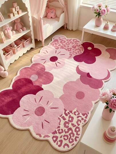 1pc Thickened Floral Leopard Print Carpet, Plush Area Rug, Suitable For Autumn/Winter, Bedroom/Living Room Decor, Washable, Mother's Day Gift