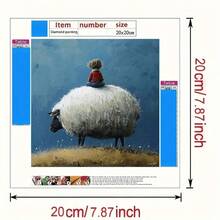 1件套5D DIY钻石画套装，独特的亚克力全圆钻马赛克艺术画布，男孩与巨羊主题设计，适合墙面装饰，客厅、卧室、办公室皆可，完美的创意手工艺术节日礼物，无框 - 圓鑽 - 查看 5