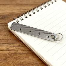 Mini Metal Ruler, Portable Mini Metal Ruler, Thickened Keychain, Measuring Tool Scale Stationery Drafting Supplies, Office & School - 1 Ruler Anti-loss Tag + Keychain - View 2