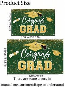 Decoración para fiesta de graduación 2026 - Pancarta de fondo "Felicitaciones Clase de 2026" en verde y dorado, letrero grande, decoración de pared, fondo para fotos, suministros para fiesta de graduación 2026 - Multicolor 4 - Ver 6