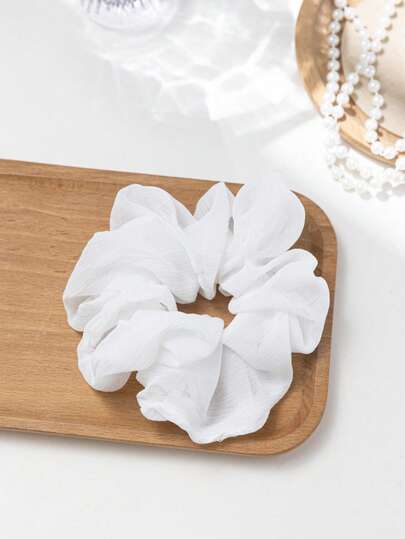 1pc Women's Fashion Bohemian Style White Mesh Hair Scrunchie, Suitable For Daily, Party, Beach Vacation Decoration In Spring & Summer