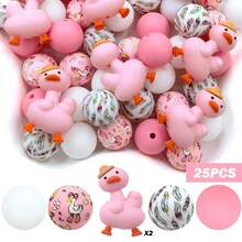 25/34/43/52pcs 3D Pig, Cow, Duck Silicone Bead Set - Cute Animal Shaped Beads - Suitable For DIY Keychain, Necklace, Bracelet, Pen Decoration, Jewelry And Pendant Crafts - Great For Holiday And Birthday Gifts - Pigs, Cows, and Ducks - View 23