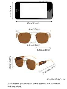 1 pieza de moda clásicas de aviador con puente doble, de metal retro de alta gama y personalizadas, con estampado de leopardo bohemio, para vacaciones, calle, hip hop, fiesta y decoración de compras - Multicolor - Ver 3