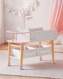 ROBUD 18 Inch Doll Changing Table With Storage & Mobile – Wooden Baby Doll Nursery Set, Pretend Play Furniture Toy For Kids - Pink - View 1
